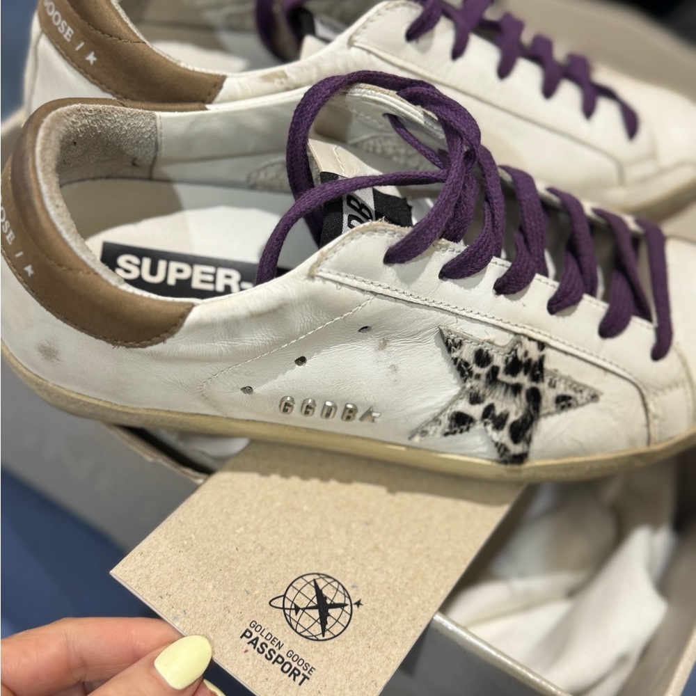 Golden Goose Women's White and Purple Allstar Sneakers